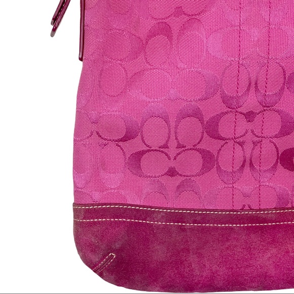 COACH- Pink Logo Fabric Crossbody / Shoulder Bag - Picture 5 of 13